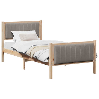Bed frame Brown and taupe 90 x 190 cm Solid pine wood