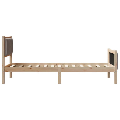 Bed frame Brown and taupe 90 x 190 cm Solid pine wood