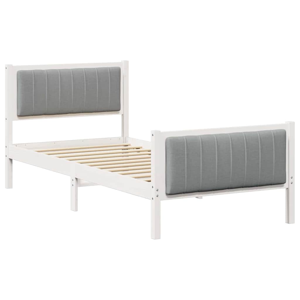 Bed frame White and light grey 90 x 190 cm Solid pine wood