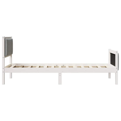 Bed frame White and light grey 90 x 190 cm Solid pine wood