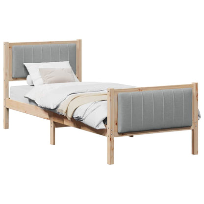 Bed frame Brown and light grey 75 x 190 cm Solid pine wood