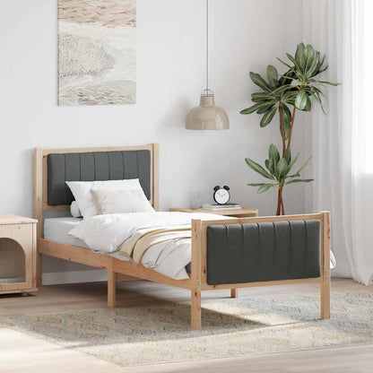 Bed frame Brown and dark grey 75 x 190 cm Solid pine wood