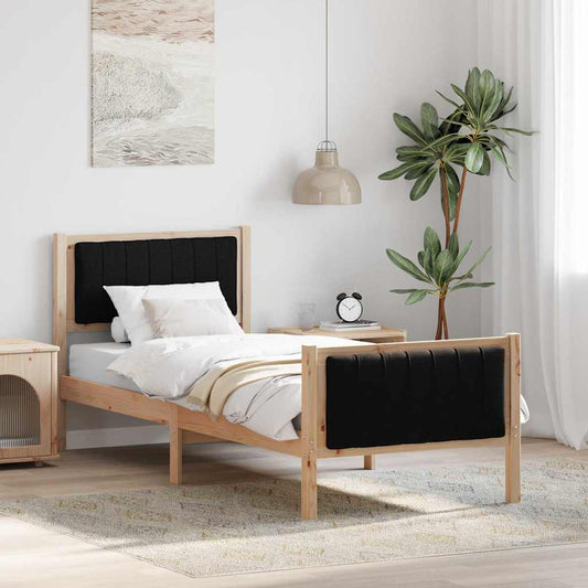 Bed frame Brown and black 75 x 190 cm Solid pine wood