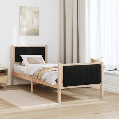 Bed frame Brown and black 75 x 190 cm Solid pine wood