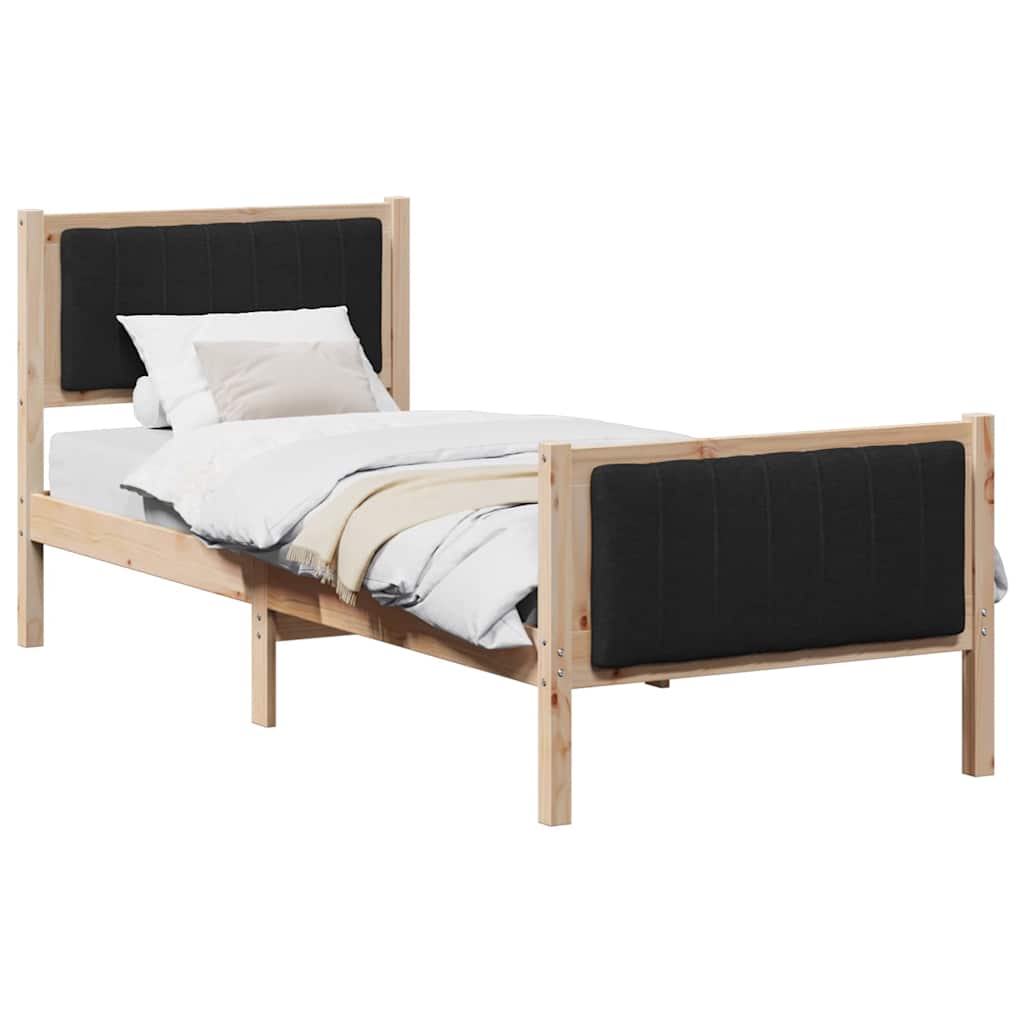 Bed frame Brown and black 75 x 190 cm Solid pine wood