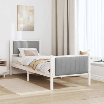 Bed frame White and light grey 75 x 190 cm Solid pine wood
