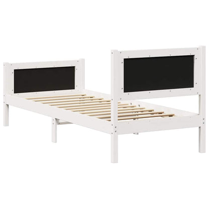 Bed frame White and light grey 75 x 190 cm Solid pine wood
