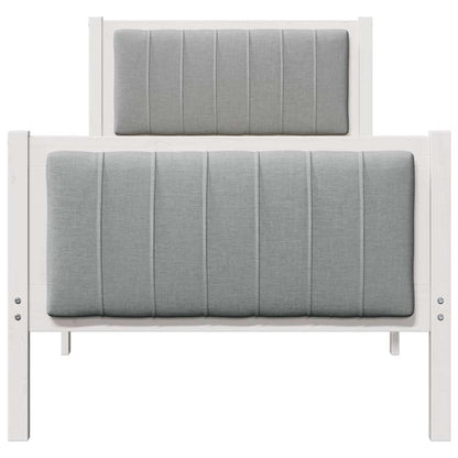 Bed frame White and light grey 75 x 190 cm Solid pine wood