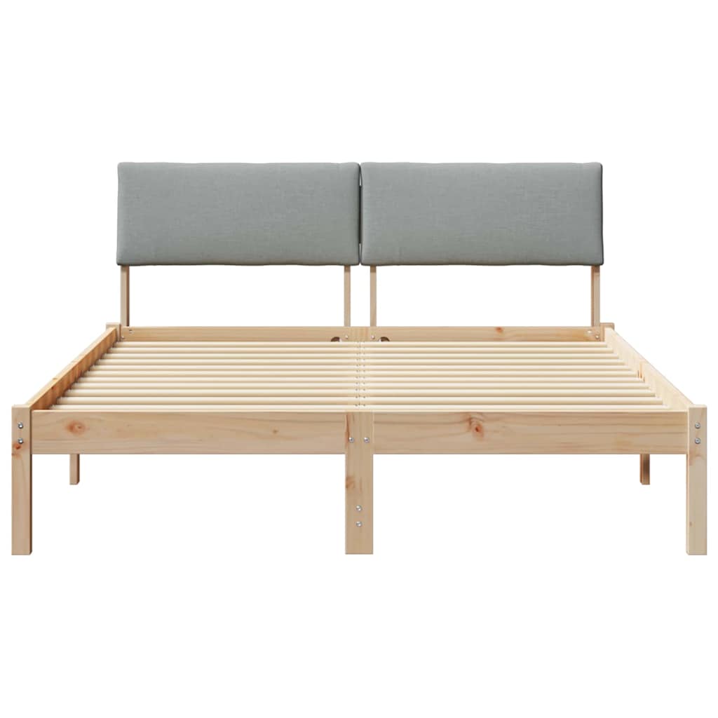 Bed frame Brown and light grey 160 x 200 cm Solid pine wood