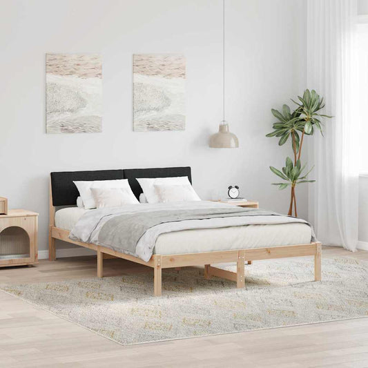 Bed frame Brown and black 160 x 200 cm Solid pine wood