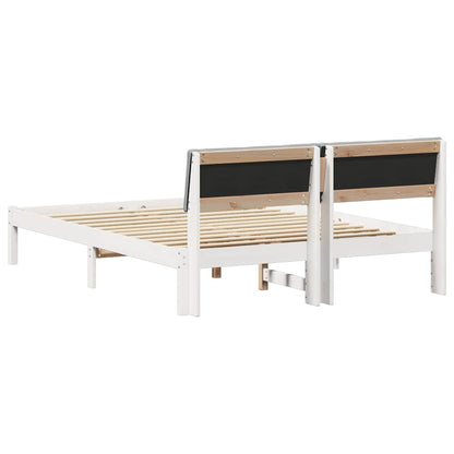 Bed frame White and light grey 160 x 200 cm Solid pine wood