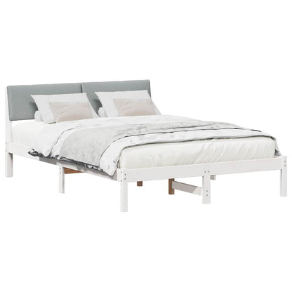 Bed frame White and light grey 160 x 200 cm Solid pine wood