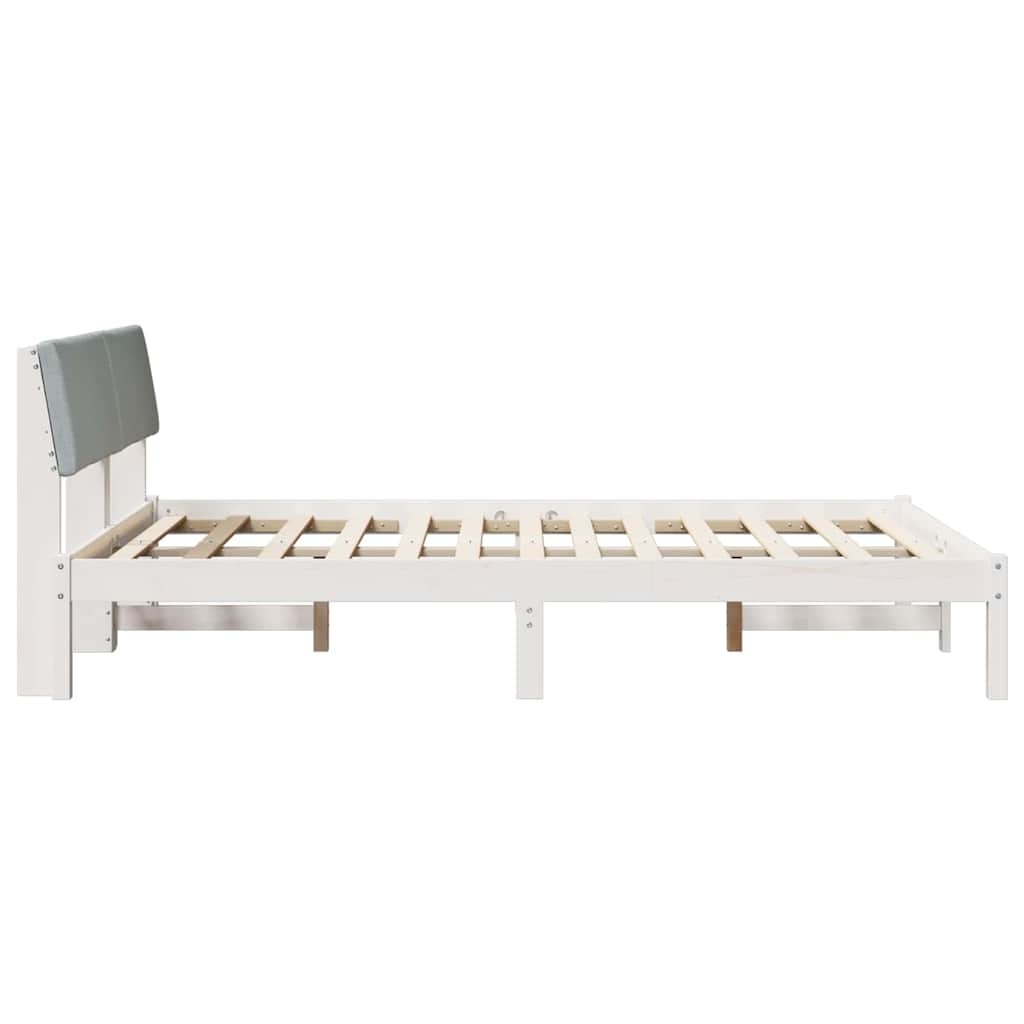 Bed frame White and light grey 160 x 200 cm Solid pine wood