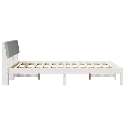 Bed frame White and light grey 160 x 200 cm Solid pine wood