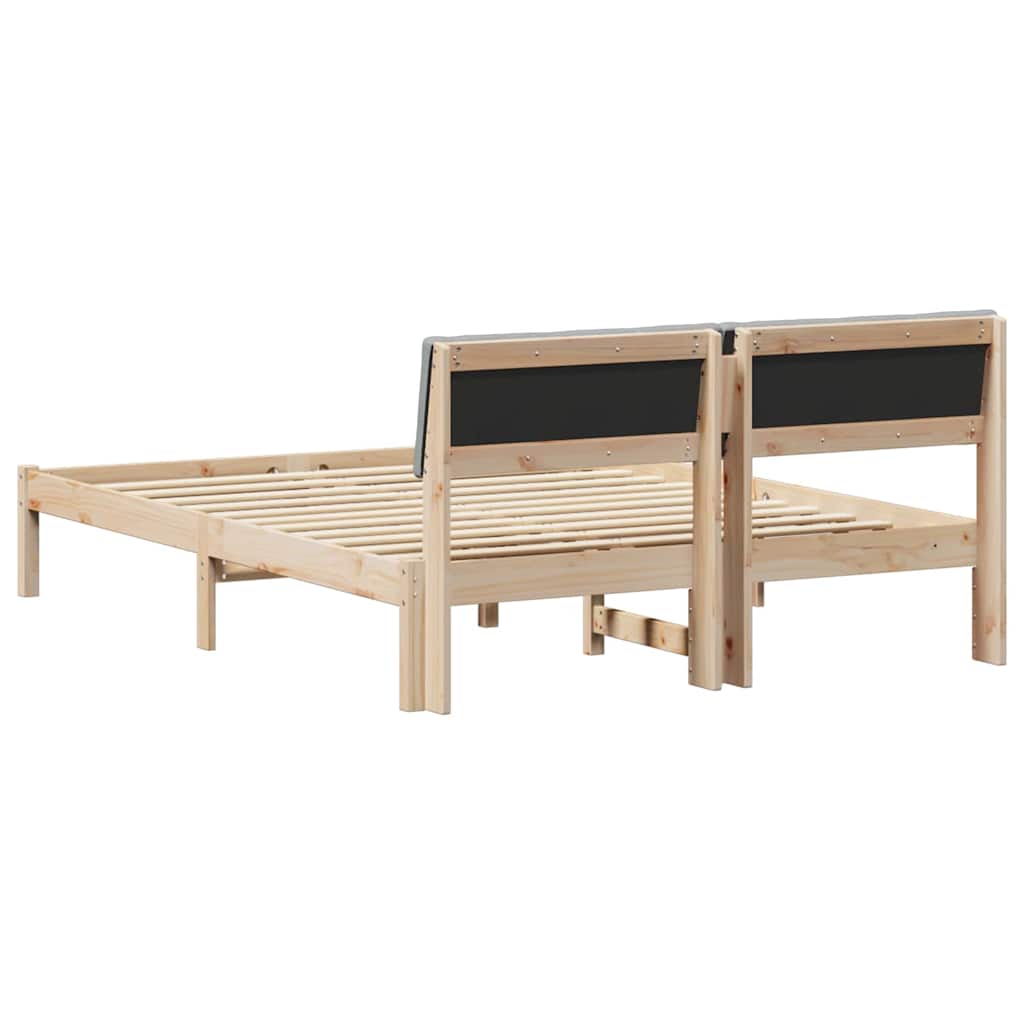 Bed frame Brown and light grey 150 x 200 cm Solid pine wood