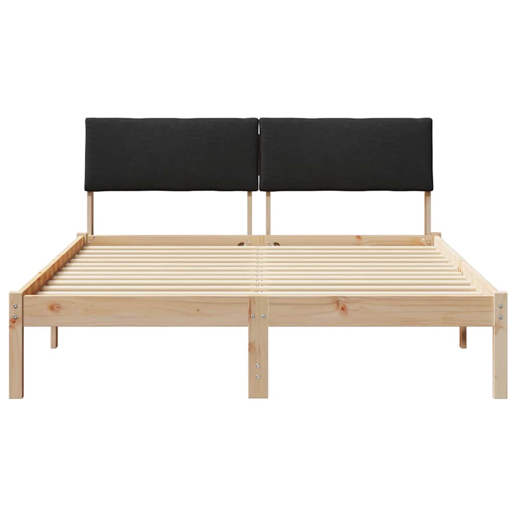 Bed frame Brown and black 150 x 200 cm Solid pine wood