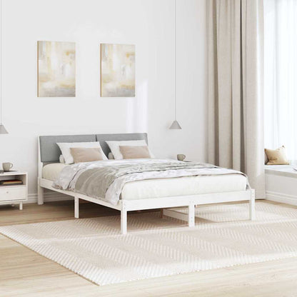 Bed frame White and light grey 150 x 200 cm Solid pine wood