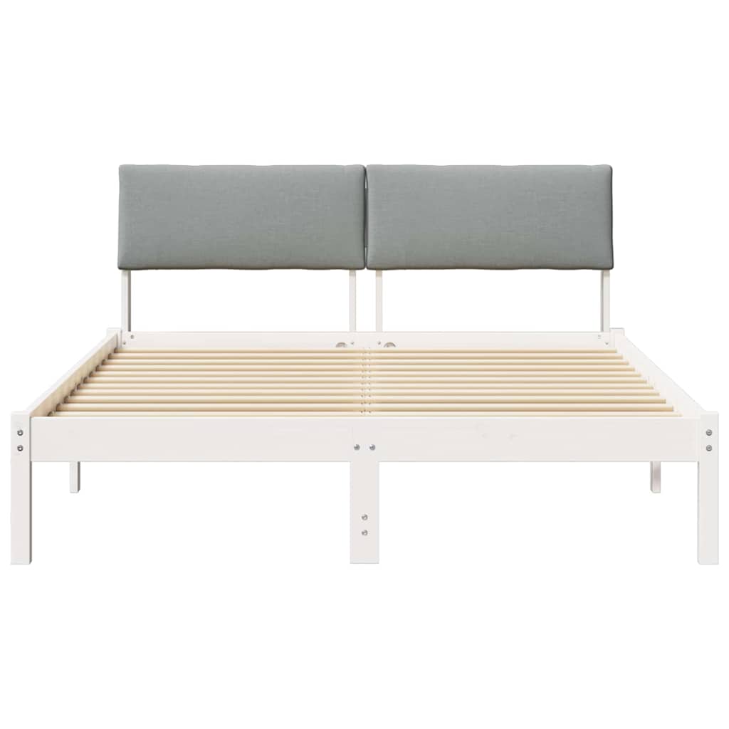 Bed frame White and light grey 150 x 200 cm Solid pine wood