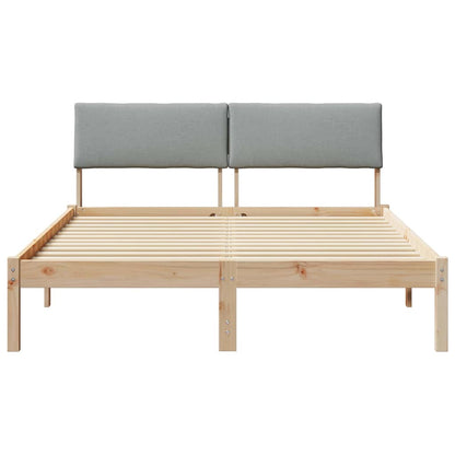 Bed frame Brown and light grey 140 x 200 cm Solid pine wood