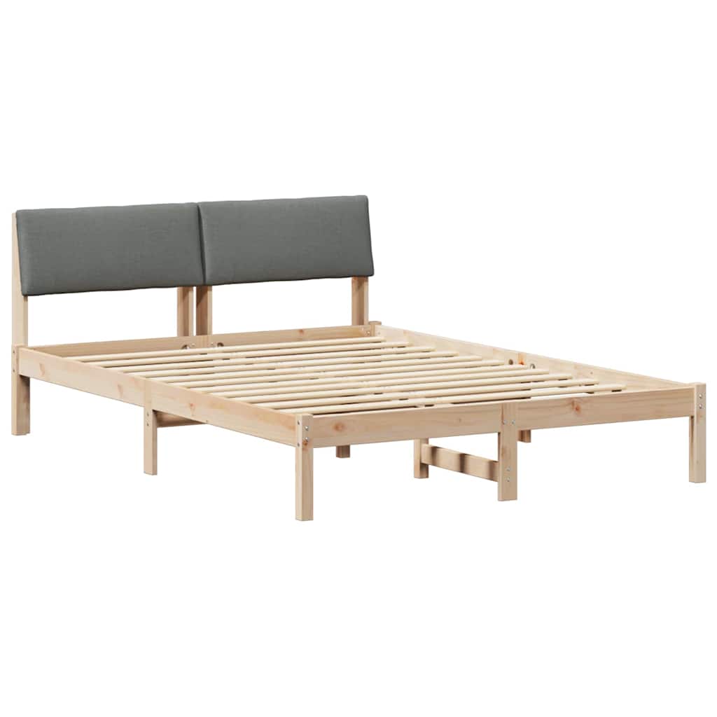 Bed frame Brown and dark grey 140 x 200 cm Solid pine wood