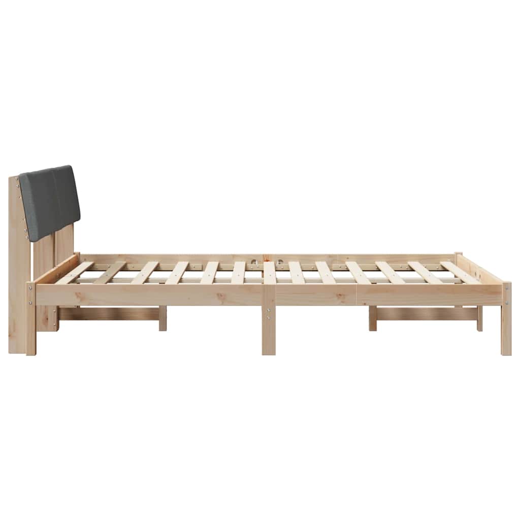 Bed frame Brown and dark grey 140 x 200 cm Solid pine wood