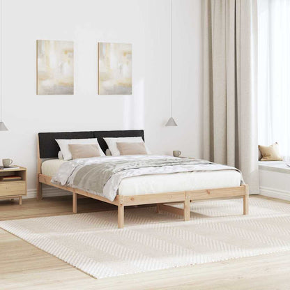 Bed frame Brown and black 140 x 200 cm Solid pine wood
