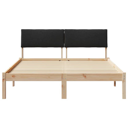 Bed frame Brown and black 140 x 200 cm Solid pine wood