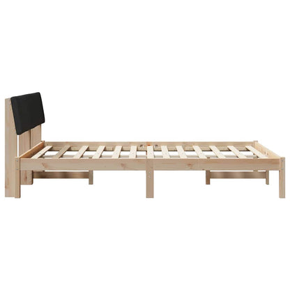 Bed frame Brown and black 140 x 200 cm Solid pine wood