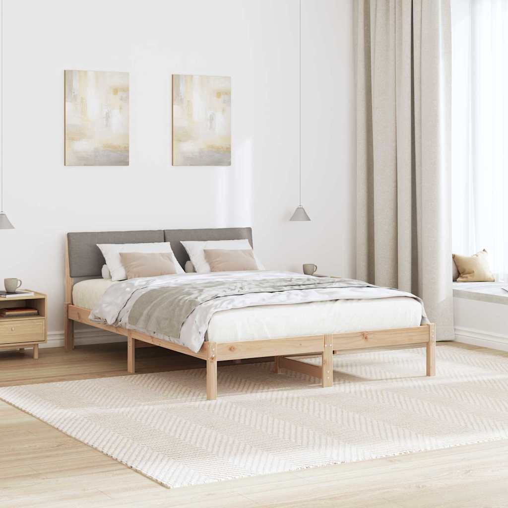 Bed frame Brown and taupe 140 x 200 cm Solid pine wood