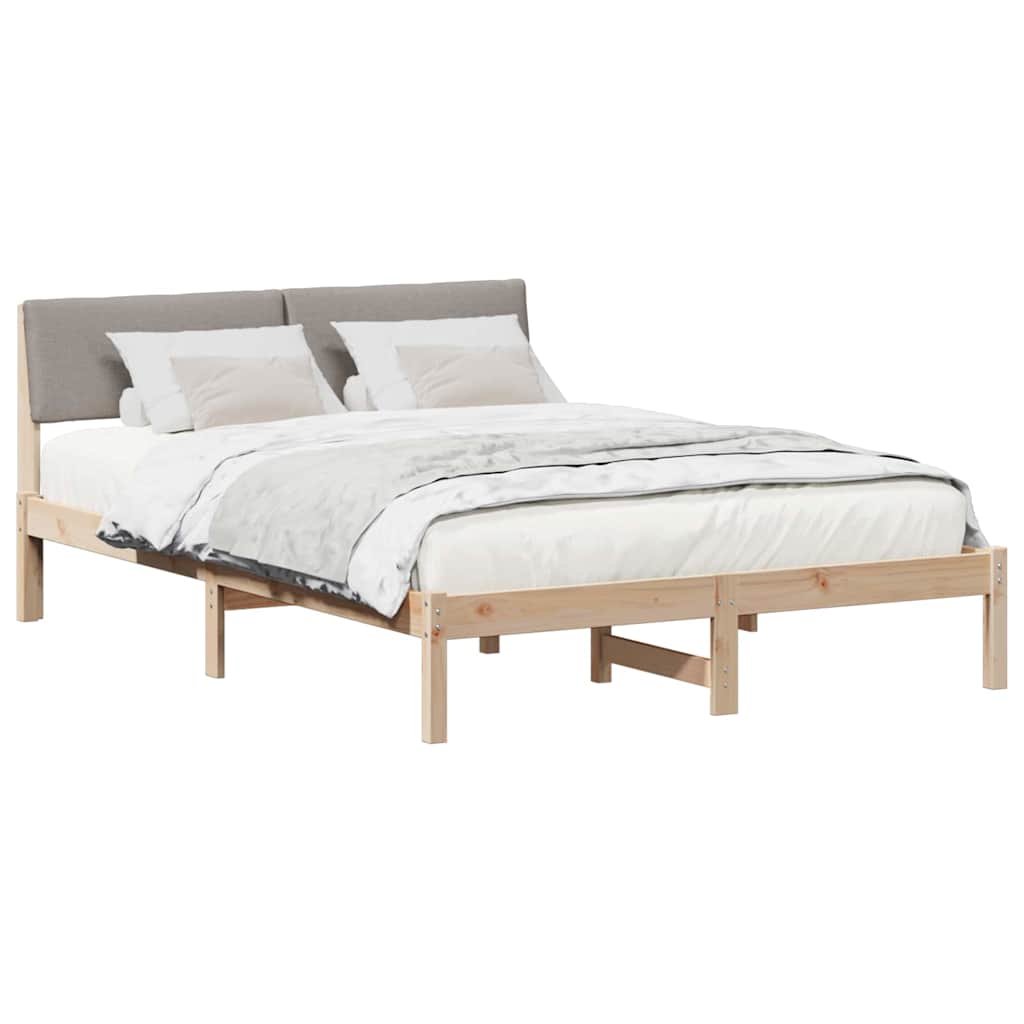 Bed frame Brown and taupe 140 x 200 cm Solid pine wood