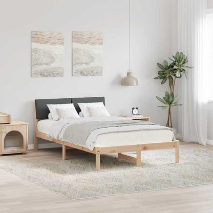 Bed frame Brown and dark grey 120 x 200 cm Solid pine wood