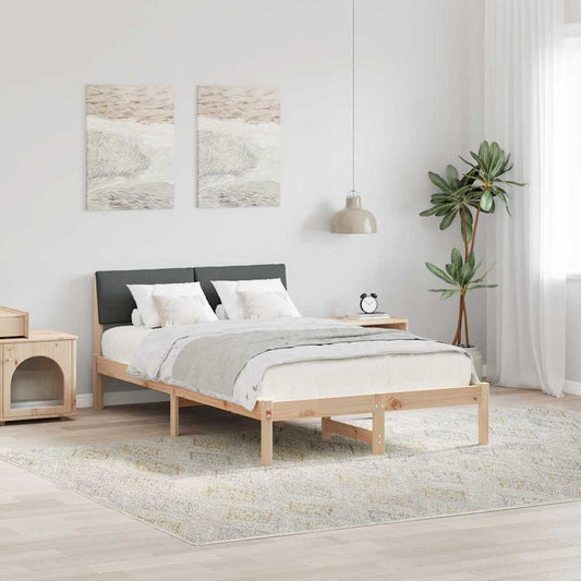 Bed frame Brown and dark grey 120 x 200 cm Solid pine wood