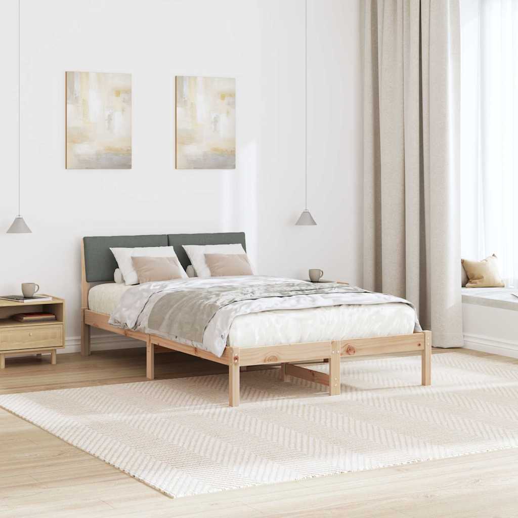Bed frame Brown and dark grey 120 x 200 cm Solid pine wood