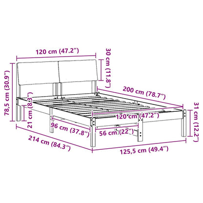 Bed frame Brown and black 120 x 200 cm Solid pine wood