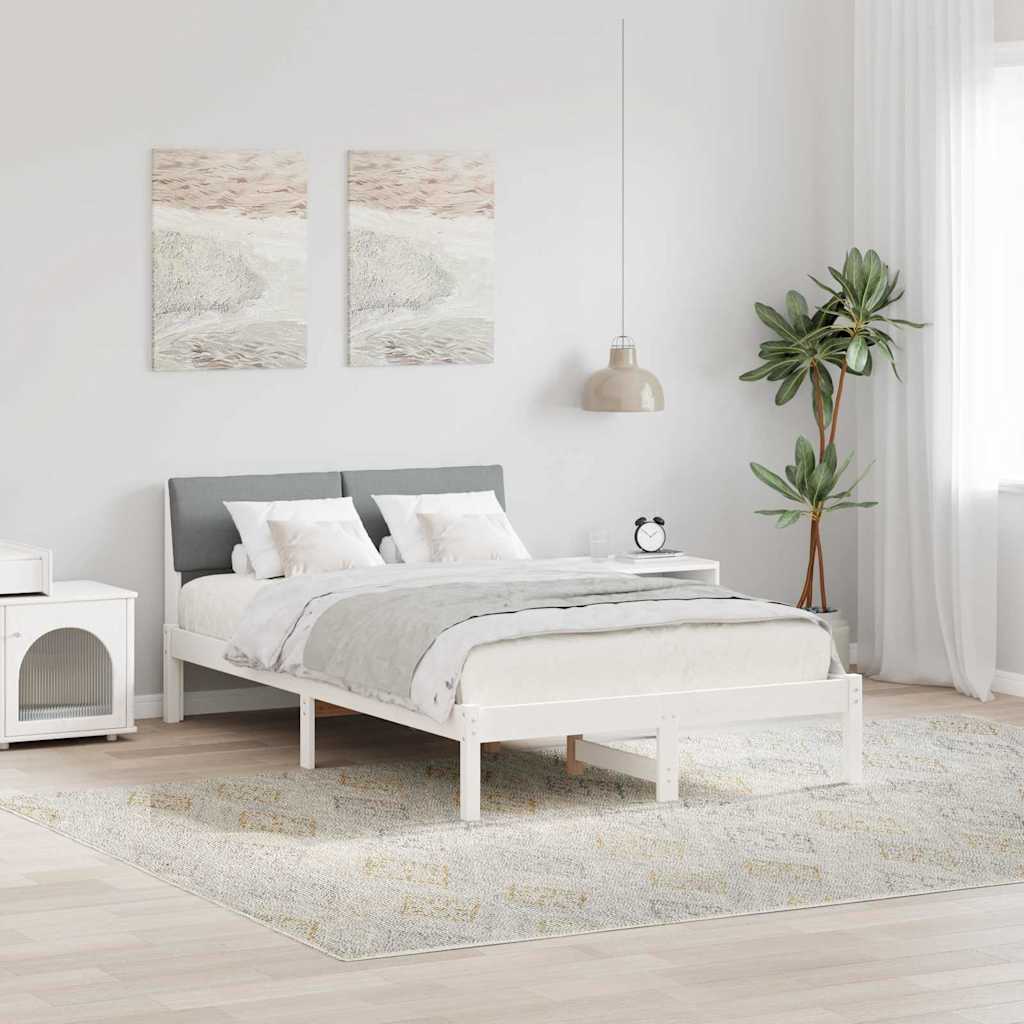 Bed frame White and light grey 120 x 200 cm Solid pine wood