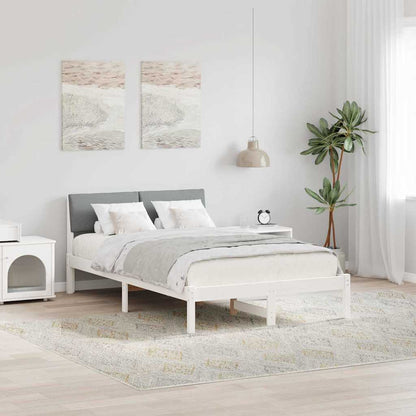 Bed frame White and light grey 120 x 200 cm Solid pine wood