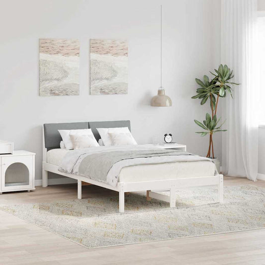 Bed frame White and light grey 120 x 200 cm Solid pine wood