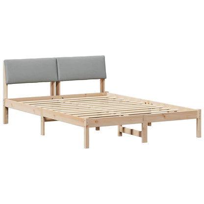 Bed frame Brown and light grey 140 x 190 cm Solid pine wood
