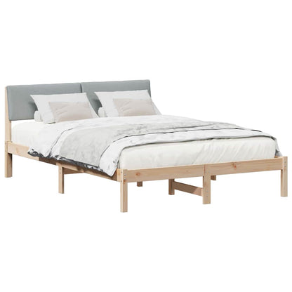 Bed frame Brown and light grey 140 x 190 cm Solid pine wood