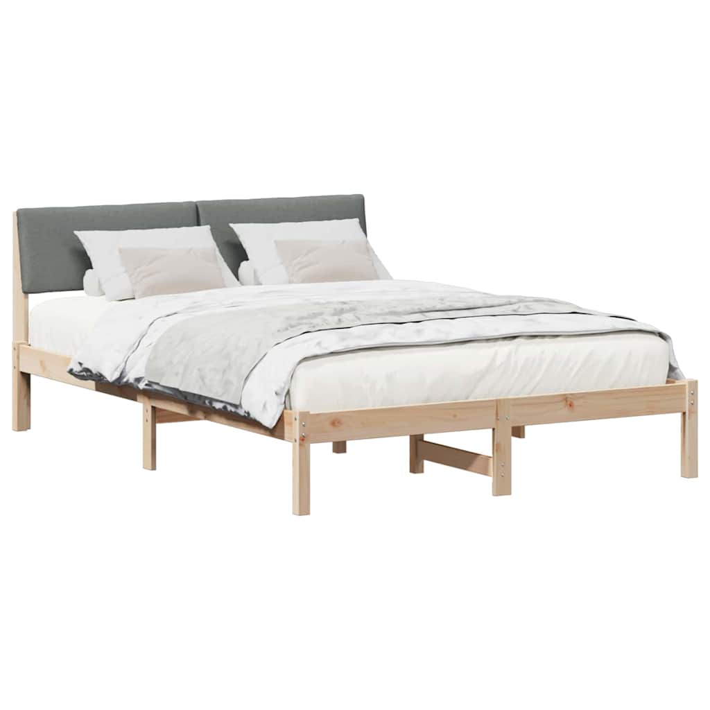Bed frame Brown and dark grey 140 x 190 cm Solid pine wood