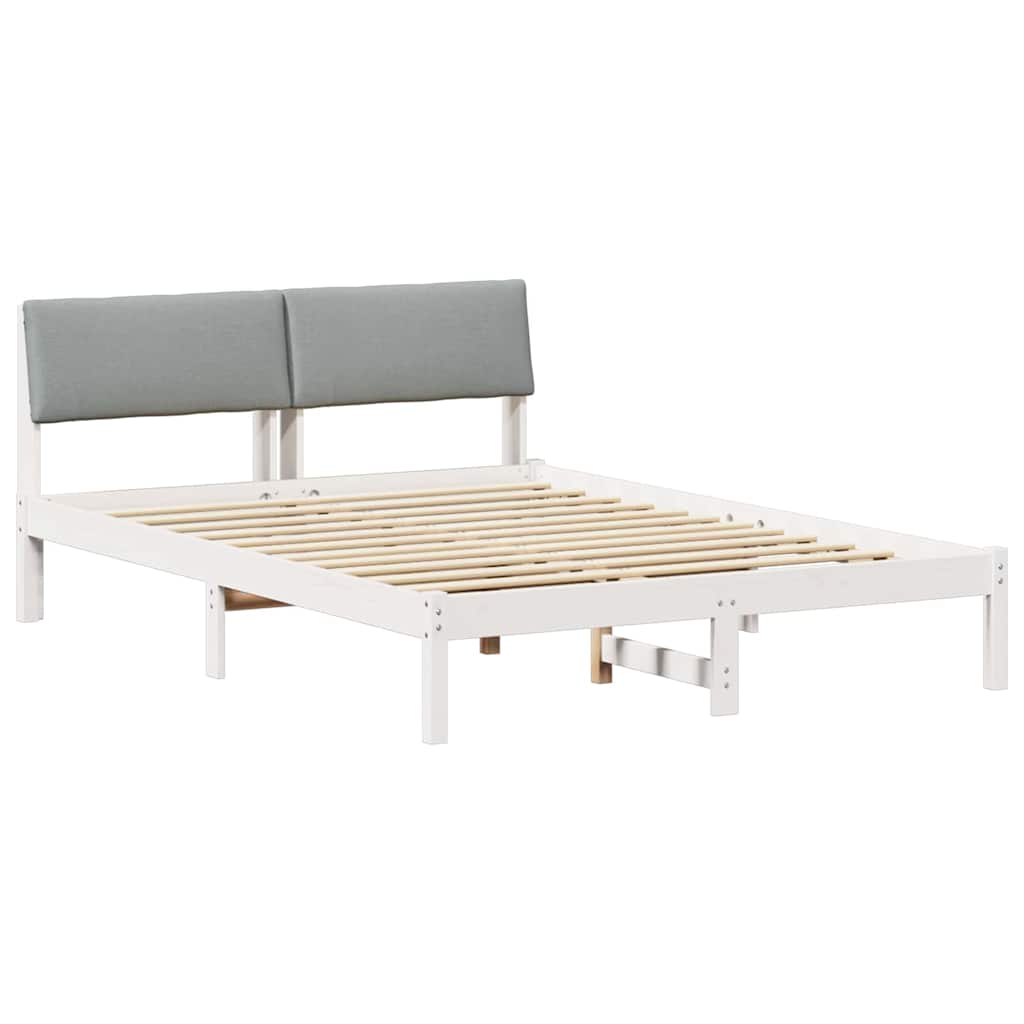 Bed frame White and light grey 140 x 190 cm Solid pine wood