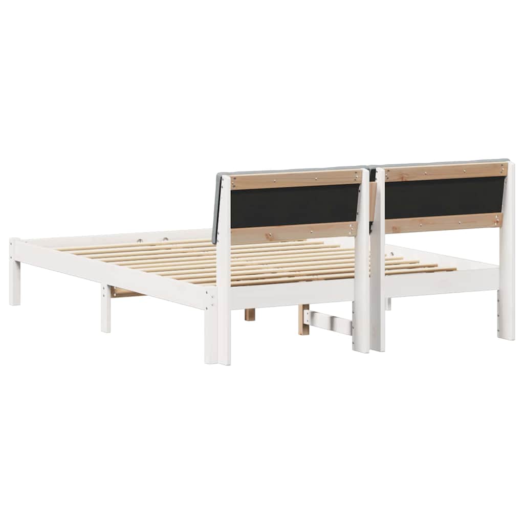 Bed frame White and light grey 140 x 190 cm Solid pine wood