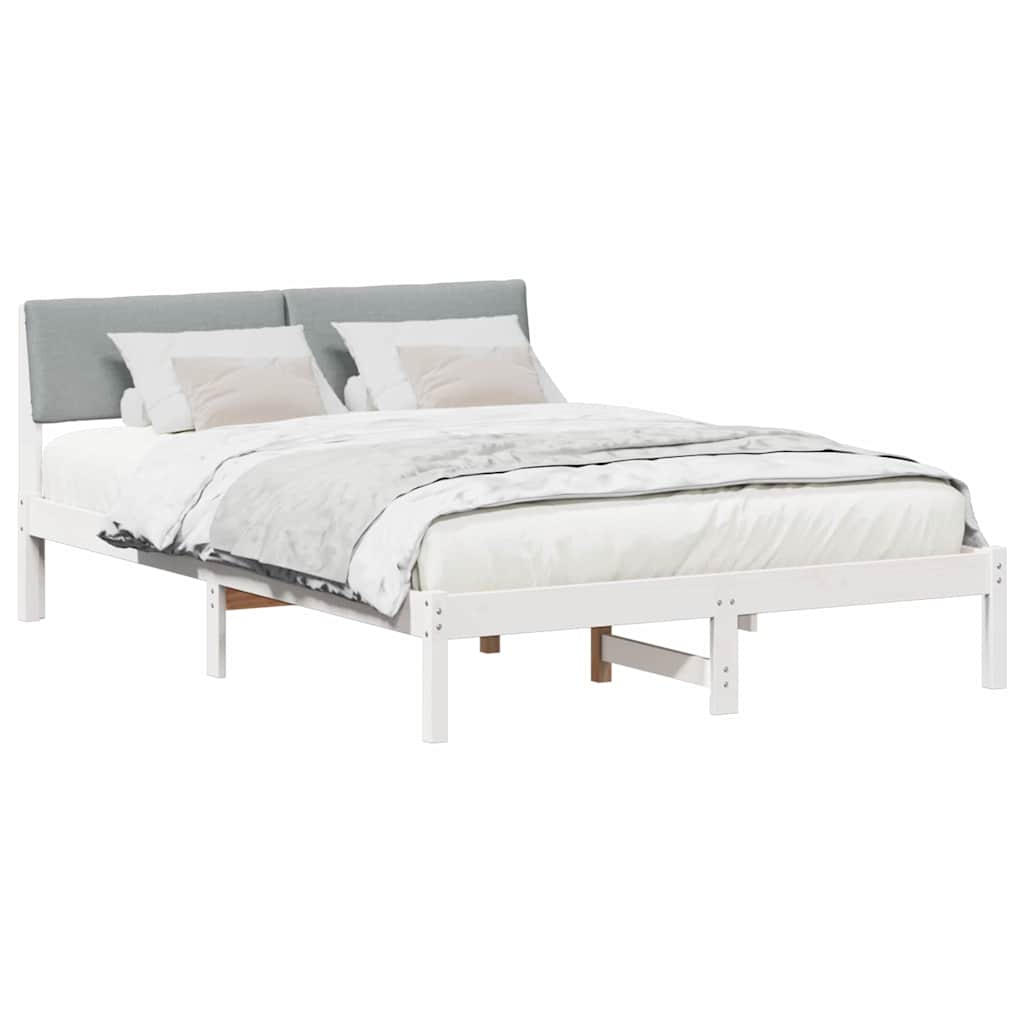 Bed frame White and light grey 140 x 190 cm Solid pine wood
