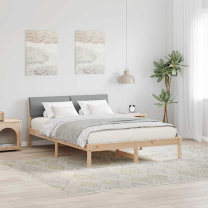 Bed frame Brown and light grey 135 x 190 cm Solid pine wood