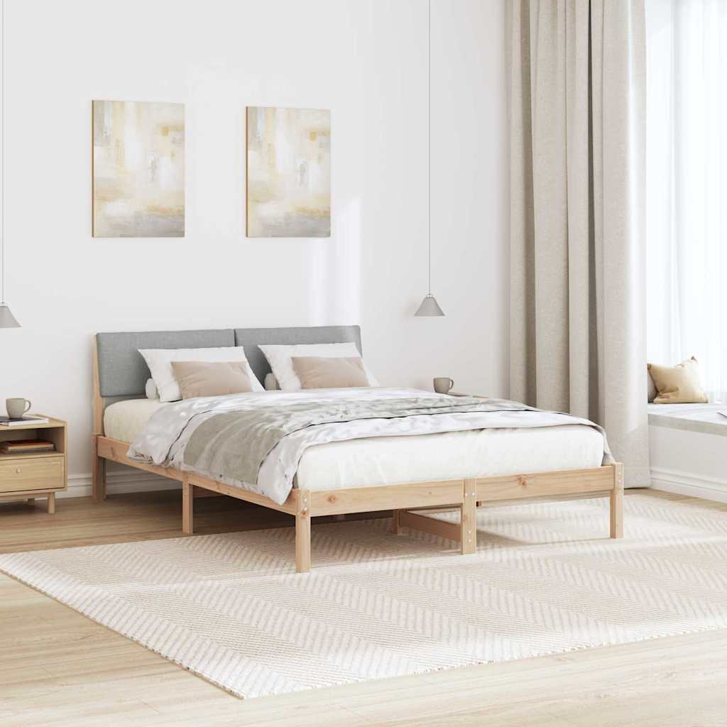 Bed frame Brown and light grey 135 x 190 cm Solid pine wood
