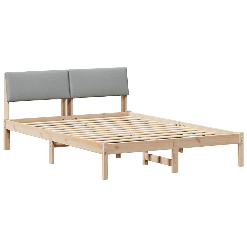 Bed frame Brown and light grey 135 x 190 cm Solid pine wood