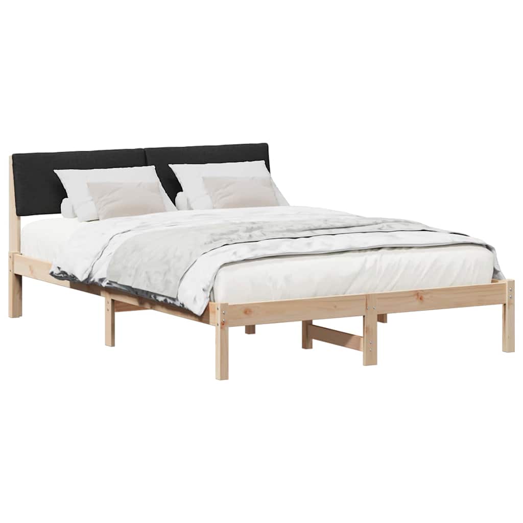 Bed frame Brown and black 135 x 190 cm Solid pine wood