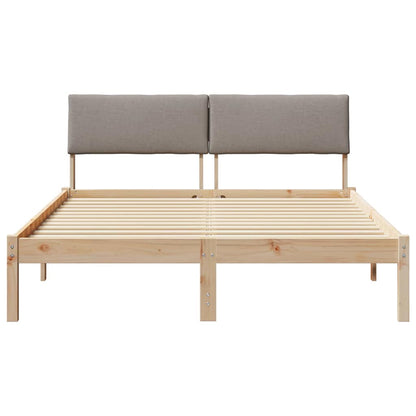 Bed frame Brown and taupe 135 x 190 cm Solid pine wood