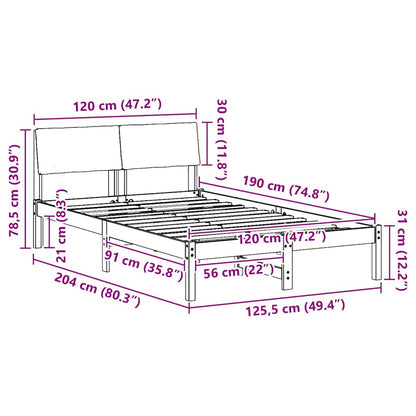 Bed frame Brown and light grey 120 x 190 cm Solid pine wood