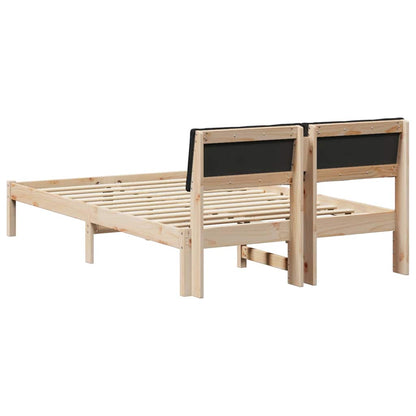 Bed frame Brown and black 120 x 190 cm Solid pine wood